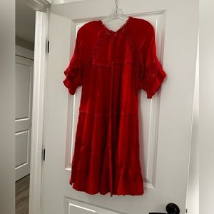 Red gauze dress